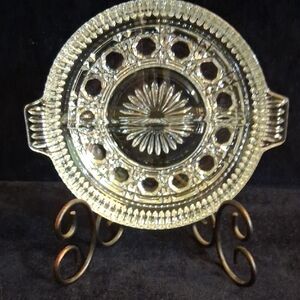 Vintage Federal Glass Windsor Clear Divided Relish Dish